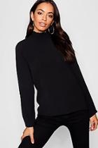 Boohoo Sheered High Neck Blouse