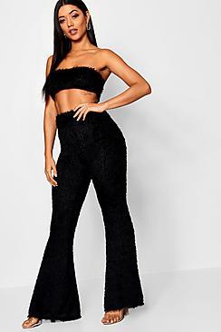 Boohoo Fluffy Knit Wide Leg Knitted Set