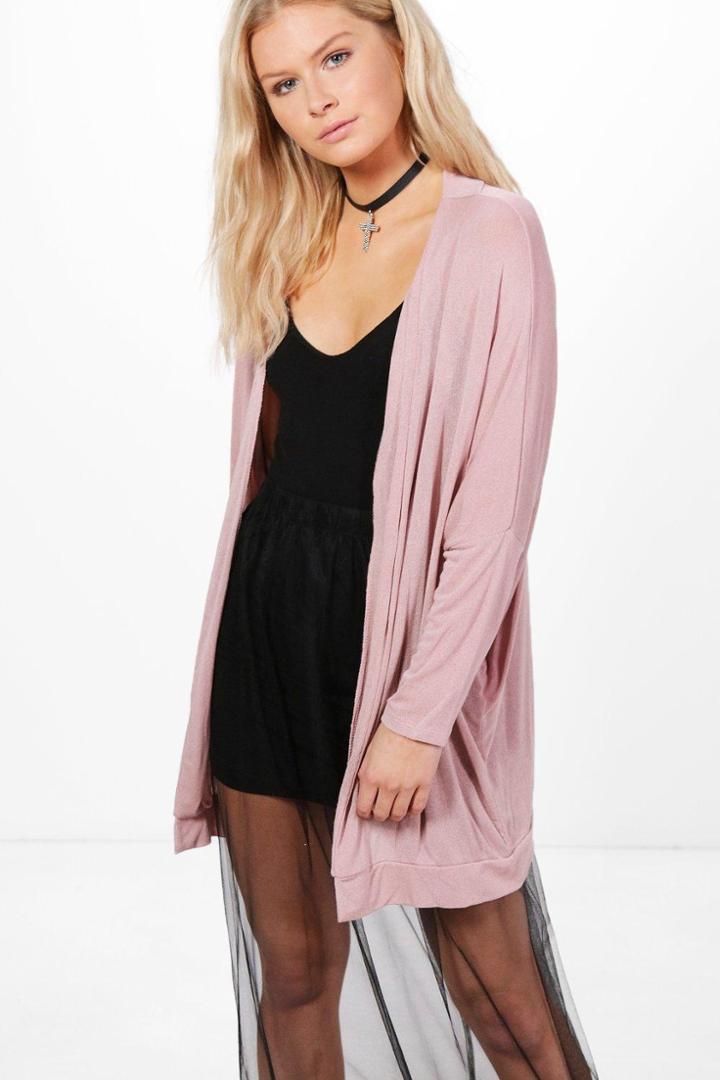 Boohoo Isabella Oversized Slouchy Batwing Cardigan Blush