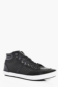 Boohoo Lace Up Contrast Fabric Hi Tops