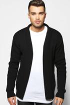 Boohoo Muscle Fit Ribbed Cardigan Black