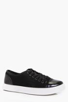 Boohoo Lace Up Suedette Trainers Black