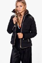 Boohoo Julia Fitted Bubble Coat Black