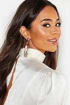 Boohoo Pearl Drop Distroted Gold Earrings