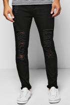 Boohoo Skinny Fit Jeans With Extreme Rips Black