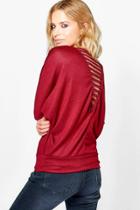 Boohoo Jasmine Ladder Back Jumper Wine