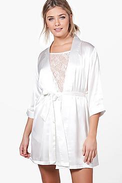 Boohoo Charlotte Bridal Satin Kimono Robe