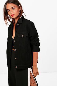 Boohoo Velma Oversized Black Denim Jacket