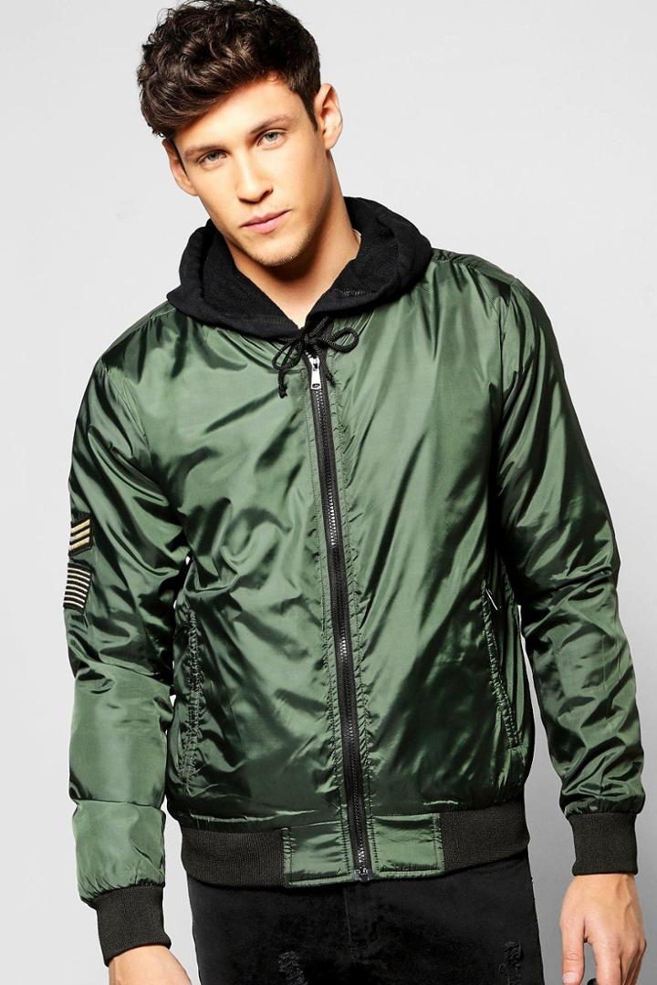 Boohoo Badged Bomber Khaki