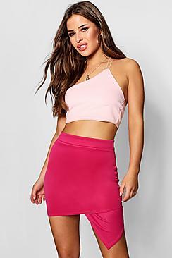 Boohoo Petite One Shoulder Top & Wrap Skirt Co-ord Set