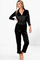 Boohoo Keira Long Sleeve Satin Lounge Jumpsuit