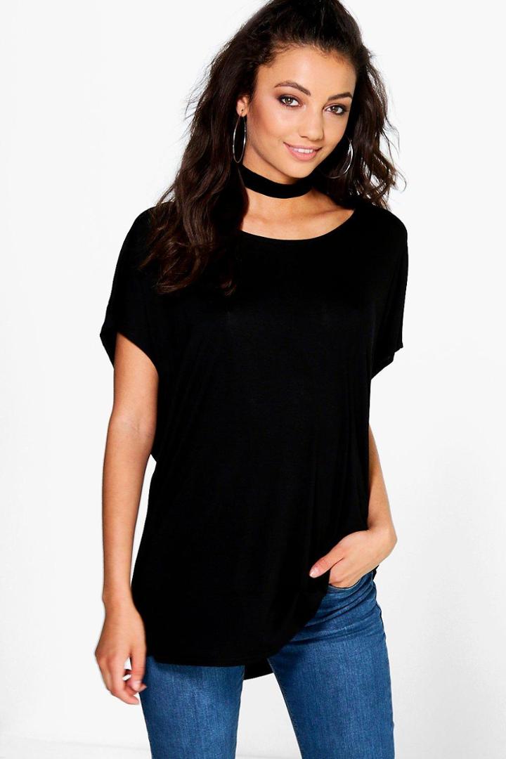 Boohoo Tall Jasmine Oversized Scoop Neck Tee Black