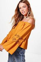 Boohoo Jessie Woven Ruffle Off The Shoulder Top