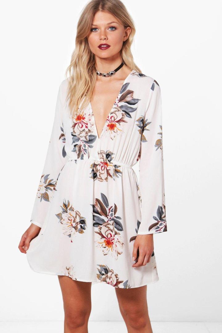 Boohoo Petite Betsy Floral Wrap Dress Multi