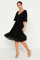 Boohoo Cape Detail Chiffon Midi Dress