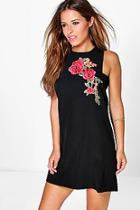 Boohoo Petite Aria Embroidered Shift Dress