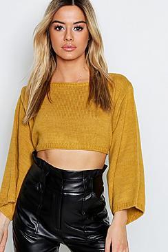Boohoo Cropped Wide Sleeve Jumper