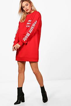 Boohoo Briella Ny Slogan Sweat Dress