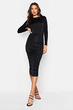 Boohoo Tall Ruched Side Midi Dress