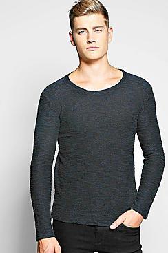 Boohoo Reverse Loopback Sweatshirt In Mixed Yarn