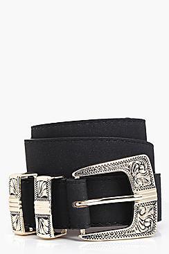 Boohoo Alice Suedette Metal Tipped Western Belt