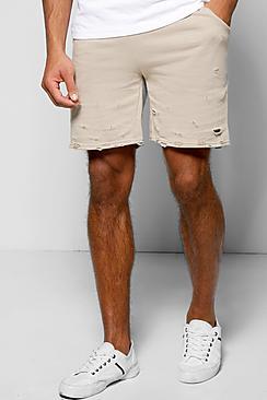 Boohoo Destroyed Jersey Shorts