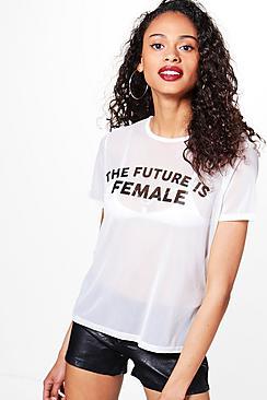 Boohoo Daisy Future Is Female Slogan Tee