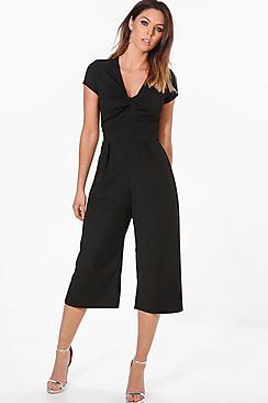 Boohoo Claudia Belted Culotte Jumpsuit