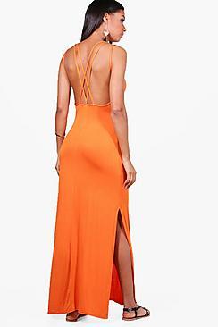 Boohoo Joanna Multi Strap Cross Back Maxi Dress