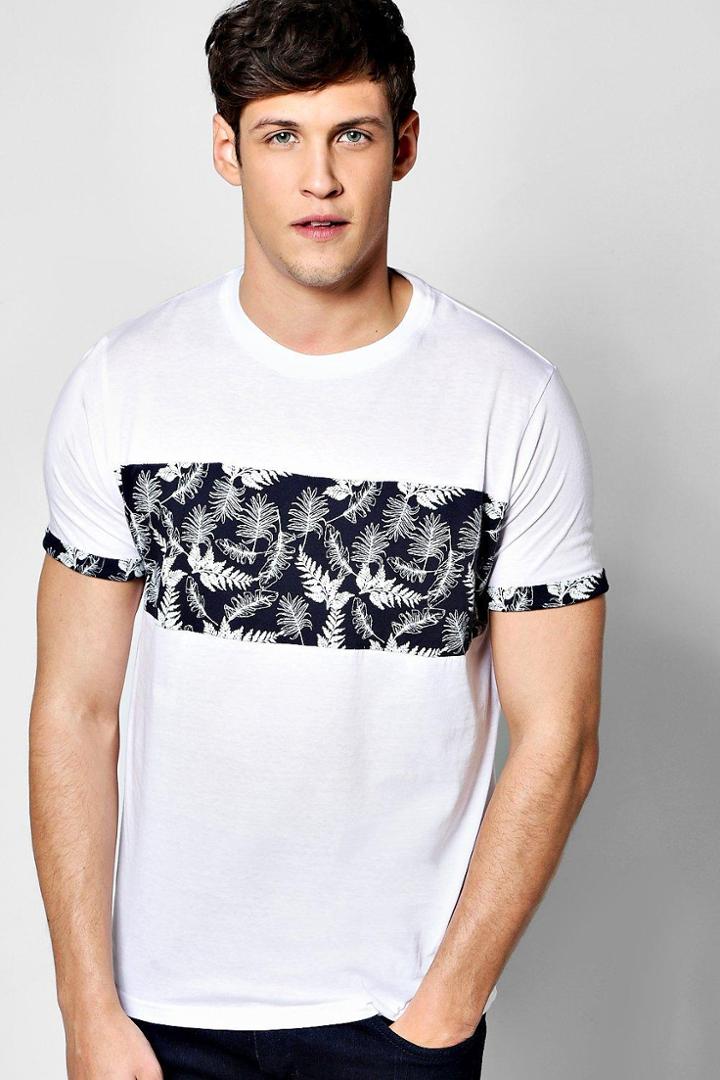 Boohoo Leaf Panel T Shirt White