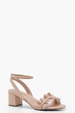 Boohoo Anna Ruffle Front Low Block Heels
