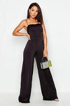 Boohoo Waffle Satin Square Neck Jumpsuit
