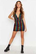Boohoo Metallic Rainbow Mini Skirt