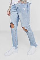 Boohoo Skinny Fit Jeans With Ripped Knee And Hem