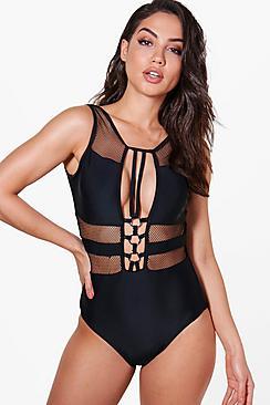Boohoo Las Vegas Caged Mesh Swimsuit