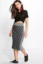 Boohoo Karina Cage Knit Skirt Grey