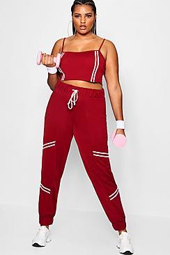 Boohoo Plus Stripe Panel Detail Joggers