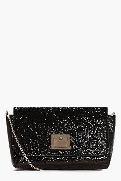 Boohoo Maya Glitter Metal Clasp Cross Body Bag