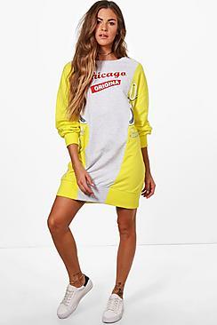 Boohoo Skylar Slashed Slogan Sweat Dress