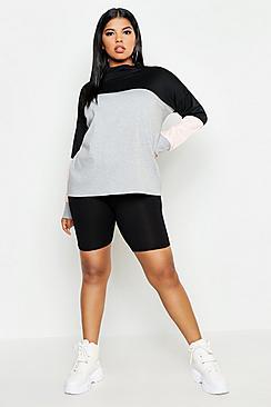 Boohoo Plus Colourblock Funnel Neck Sweat
