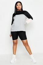 Boohoo Plus Colourblock Funnel Neck Sweat