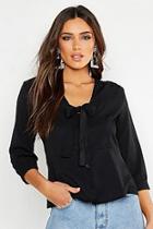 Boohoo Woven Tie Front Blouse