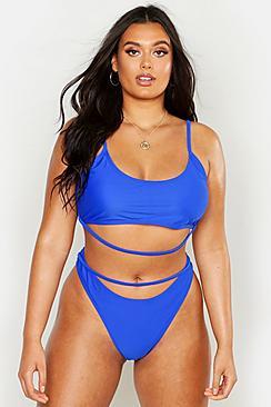 Boohoo Plus Strappy Crop Bikini