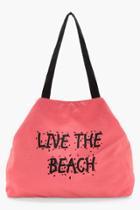 Boohoo Olivia Slogan Canvas Beach Bag Coral