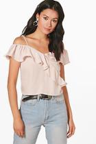 Boohoo Amber Cold Shoulder Frill Crop