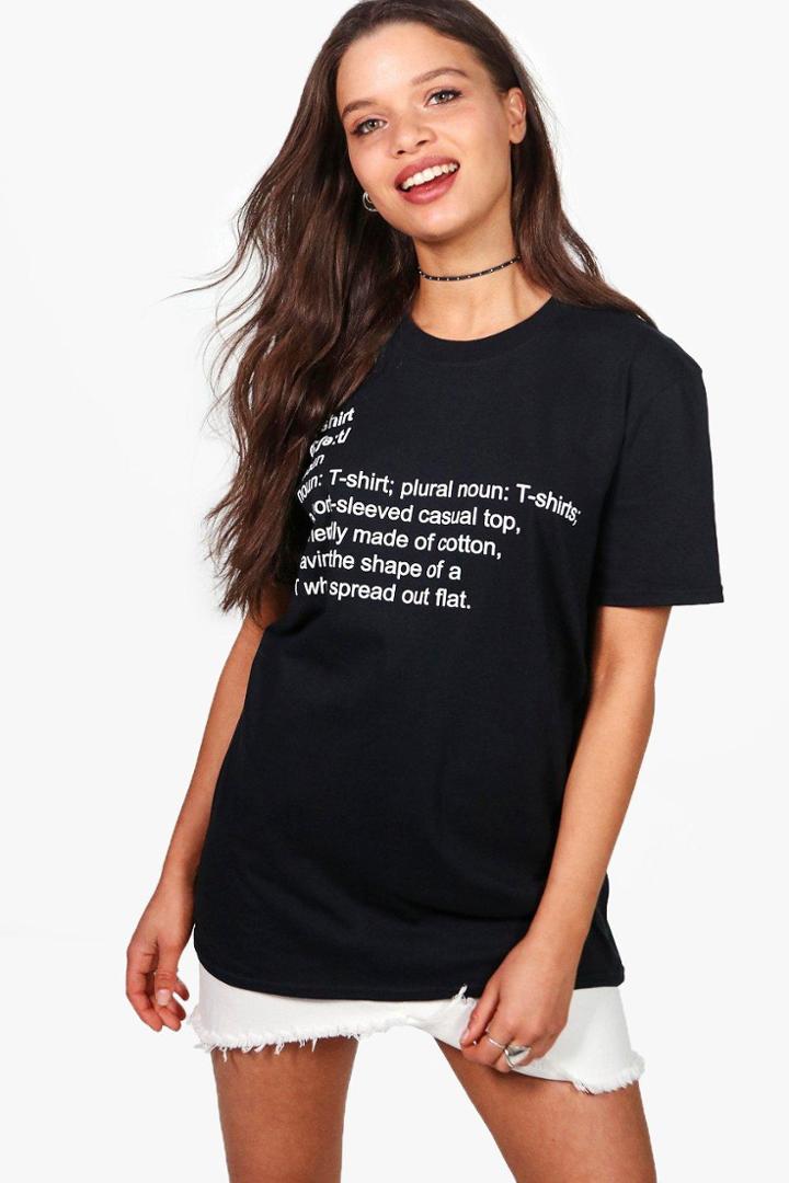 Boohoo Niamh Paragraph Slogan T-shirt Black