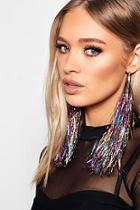 Boohoo Rainbow Tinsel Tassel Earrings