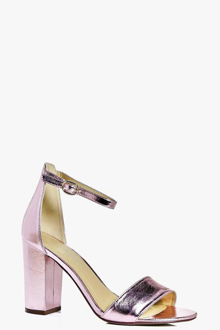 Boohoo Eloise Block Heel Two Part Pink