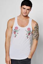 Boohoo Rose Sublimation Tank Top White