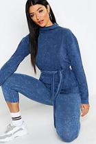 Boohoo Tie Waist Acid Wash Long Sleeve T-shirt